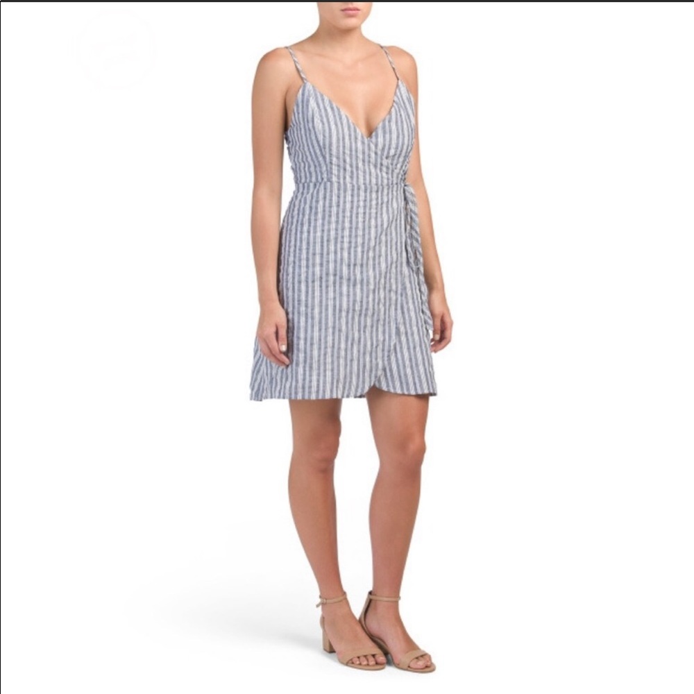 Linen Lux Ebby and I Striped Wrap Dress